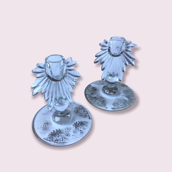 Set of Two Crystal Candle Holders - Picture 2 of 16